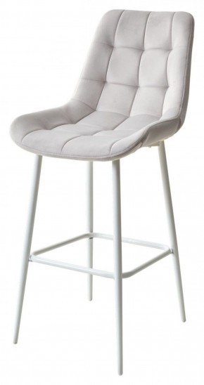 Барный стул ХОФМАН, цвет H-09 Светло-серый, велюр / белый каркас М-City в Камышлове - kamyshlov.ok-mebel.com | фото