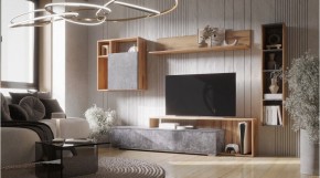 ДАЛЛАС Гостиная (модульная) цемент темный в Камышлове - kamyshlov.ok-mebel.com | фото