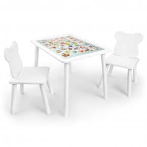 Детский комплект стол и два стула Мишка Rolti Baby с накладкой Алфавит (белая столешница/белое сиденье/белые ножки) в Камышлове - kamyshlov.ok-mebel.com | фото 1