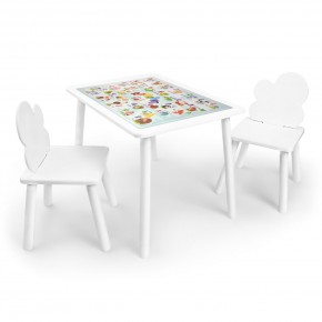Детский комплект стол и два стула Облачко Rolti Baby с накладкой Алфавит (белая столешница/белое сиденье/белые ножки) в Камышлове - kamyshlov.ok-mebel.com | фото