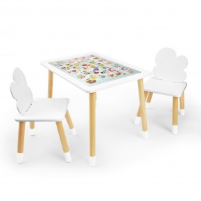 Детский комплект стол и два стула Облачко Rolti Baby с накладкой Алфавит (белая столешница/белое сиденье/береза ножки) в Камышлове - kamyshlov.ok-mebel.com | фото