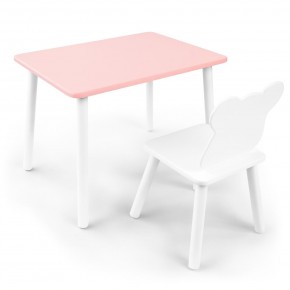 Детский комплект стол и стул «Мишка» Rolti Baby (розовый/белый, массив березы/мдф) в Камышлове - kamyshlov.ok-mebel.com | фото