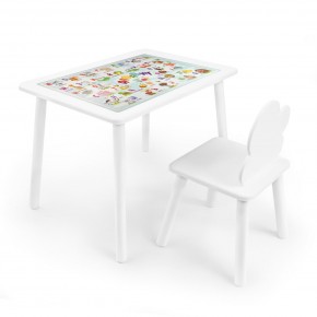 Детский комплект стол и стул Облачко Rolti Baby с накладкой Алфавит (белая столешница/белое сиденье/белые ножки) в Камышлове - kamyshlov.ok-mebel.com | фото