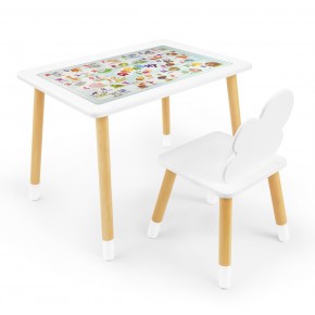 Детский комплект стол и стул Облачко Rolti Baby с накладкой Алфавит (белая столешница/белое сиденье/береза ножки) в Камышлове - kamyshlov.ok-mebel.com | фото 1
