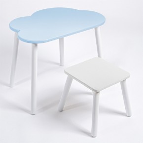 Детский комплект стол ОБЛАЧКО  и табурет Rolti Baby (голубая столешница/белое сиденье/белые ножки) в Камышлове - kamyshlov.ok-mebel.com | фото