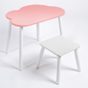 Детский комплект стол ОБЛАЧКО  и табурет Rolti Baby (розовая столешница/белое сиденье/белые ножки) в Камышлове - kamyshlov.ok-mebel.com | фото 1