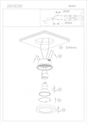 DK3012-WH Встраиваемый светильник влагозащ., IP 44, 50 Вт, GU10, белый, алюминий в Камышлове - kamyshlov.ok-mebel.com | фото 3