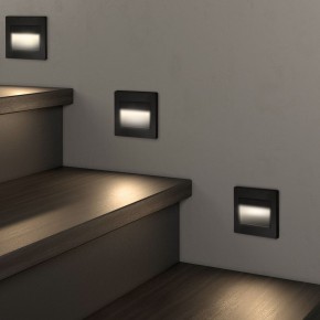 DK3050-BK Светильник встраиваемый в стену, IP 20, LED 3000, 1 Вт, черный пластик в Камышлове - kamyshlov.ok-mebel.com | фото 3