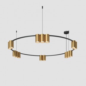 DK4067-BK+SG Подвесной светильник ORBIT, IP20, 15xGU10 LED, до 15 Вт, черный + сатинированное золото, алюминий в Камышлове - kamyshlov.ok-mebel.com | фото