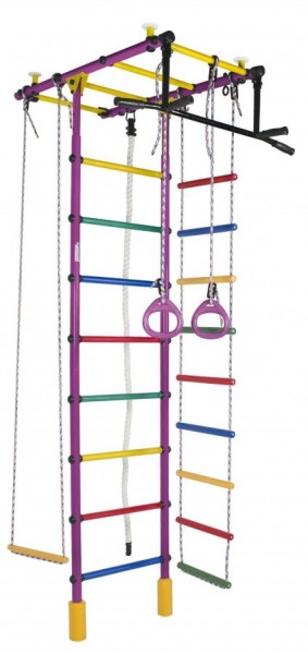 ДСК Атлант цв.фиолетовый радуга: турник, кольца, канат, трапеция, веревочная лестница в Камышлове - kamyshlov.ok-mebel.com | фото