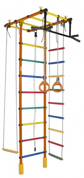 ДСК Атлант оранжевый радуга: турник, кольца, канат, трапеция, веревочная лестница в Камышлове - kamyshlov.ok-mebel.com | фото