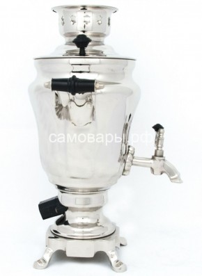 Электрический самовар из латуни никелированный на 1,5 литра форма "Тюльпан" с защитой от выкипания в Камышлове - kamyshlov.ok-mebel.com | фото 3