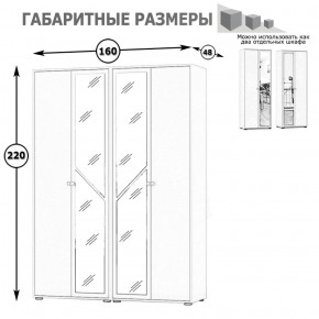 Камелия Шкаф 4-х створчатый, цвет белый, ШхГхВ 160х48х220 см., универсальная сборка, можно использовать как два отдельных шкафа в Камышлове - kamyshlov.ok-mebel.com | фото 4