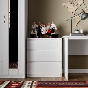 Комод КАСТОР с тремя ящиками, цвет белый в Камышлове - kamyshlov.ok-mebel.com | фото 3