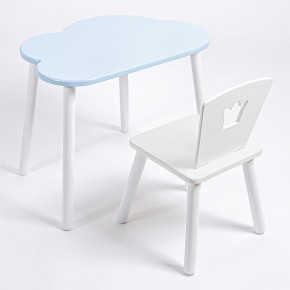 Комплект детский стол ОБЛАЧКО и стул КОРОНА ROLTI Baby (голубая  столешница/белое сиденье/белые ножки) в Камышлове - kamyshlov.ok-mebel.com | фото