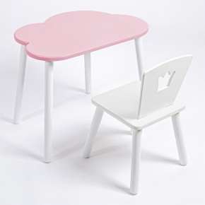 Комплект детский стол ОБЛАЧКО и стул КОРОНА ROLTI Baby (розовая столешница/белое сиденье/белые ножки) в Камышлове - kamyshlov.ok-mebel.com | фото