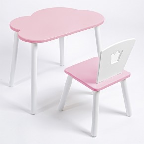 Комплект детский стол ОБЛАЧКО и стул КОРОНА ROLTI Baby (розовая столешница/розовое сиденье/белые ножки) в Камышлове - kamyshlov.ok-mebel.com | фото