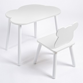 Комплект детский стол ОБЛАЧКО и стул МИШКА ROLTI Baby (белая столешница/белое сиденье/белые ножки) в Камышлове - kamyshlov.ok-mebel.com | фото