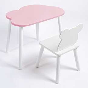 Комплект детский стол ОБЛАЧКО и стул МИШКА ROLTI Baby (розовая столешница/белое сиденье/белые ножки) в Камышлове - kamyshlov.ok-mebel.com | фото