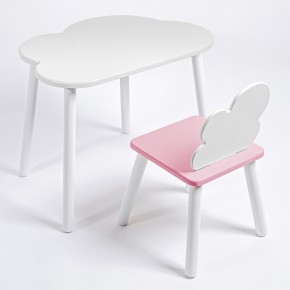 Комплект детский стол ОБЛАЧКО и стул ОБЛАЧКО ROLTI Baby (белая столешница/розовое сиденье/белые ножки) в Камышлове - kamyshlov.ok-mebel.com | фото