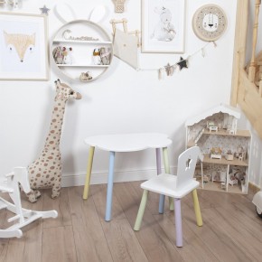 Комплект детский стол ОБЛАЧКО и стул ЗВЕЗДА ROLTI Baby (белая столешница/белое сиденье/цветные ножки) в Камышлове - kamyshlov.ok-mebel.com | фото