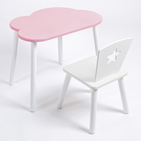 Комплект детский стол ОБЛАЧКО и стул ЗВЕЗДА ROLTI Baby (розовая столешница/белое сиденье/белые ножки) в Камышлове - kamyshlov.ok-mebel.com | фото