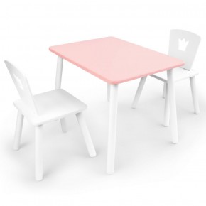Комплект детской мебели стол и два стула Корона  (Розовый/Белый/Белый) в Камышлове - kamyshlov.ok-mebel.com | фото