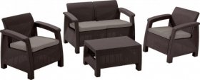 Комплект мебели Корфу сет (Corfu set) коричневый - серо-бежевый * в Камышлове - kamyshlov.ok-mebel.com | фото