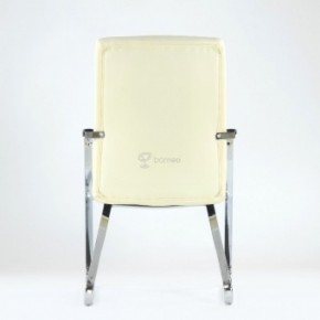 Кресло Barneo K-25 для посетителей и переговорных (хром, бежевая экокожа) в Камышлове - kamyshlov.ok-mebel.com | фото 3