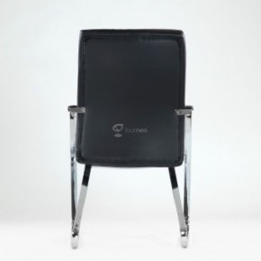 Кресло Barneo K-25 для посетителей и переговорных (хром, черная экокожа) в Камышлове - kamyshlov.ok-mebel.com | фото 3
