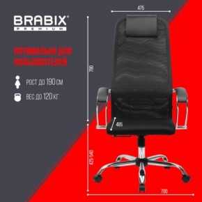 Кресло BRABIX PREMIUM "Ultimate EX-800" хром, плотная двойная сетка Х2, черное, 532911 в Камышлове - kamyshlov.ok-mebel.com | фото 6