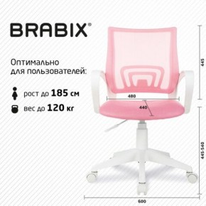 Кресло BRABIX "Fly MG-396W", с подлокотниками, пластик белый, сетка, розовое, 533008 в Камышлове - kamyshlov.ok-mebel.com | фото 5