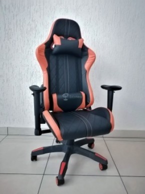 Кресло геймерское Barneo K-52 (черная экокожа оранжевые вставки) в Камышлове - kamyshlov.ok-mebel.com | фото