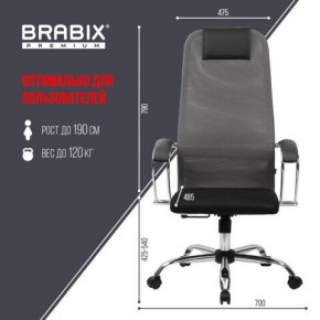 Кресло офисное BRABIX PREMIUM "Ultimate EX-800" хром, плотная двойная сетка Х2, черное/серое, 532912 в Камышлове - kamyshlov.ok-mebel.com | фото 3