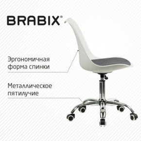 Кресло стул BRABIX "Eames MG-310 CH", хром, пластик белый, ткань серая, 532924 в Камышлове - kamyshlov.ok-mebel.com | фото 5