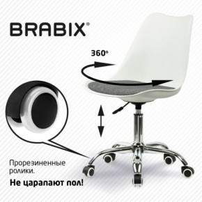 Кресло стул BRABIX "Eames MG-310 CH", хром, пластик белый, ткань серая, 532924 в Камышлове - kamyshlov.ok-mebel.com | фото 7