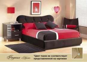 Кровать 1400 Феодосия со стразами в к/з "Классик 307 коричневый" серия Норма (+основание на опорах) в Камышлове - kamyshlov.ok-mebel.com | фото