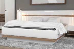 Кровать 160/TYP 94-01 с подъемником, LINATE ,цвет белый/сонома трюфель в Камышлове - kamyshlov.ok-mebel.com | фото 5