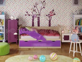 ДЕЛЬФИН-1 Кровать 1800 (Фиолетовый металлик/дуб крафт белый) в Камышлове - kamyshlov.ok-mebel.com | фото