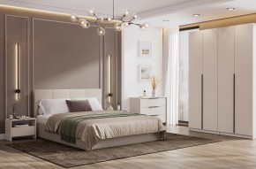 Кровать двойная №4 с основанием (Бежевый) в Камышлове - kamyshlov.ok-mebel.com | фото 3