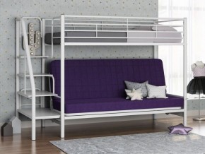 Кровать двухъярусная с диваном "Мадлен-3" (Белый/Фиолетовы) в Камышлове - kamyshlov.ok-mebel.com | фото