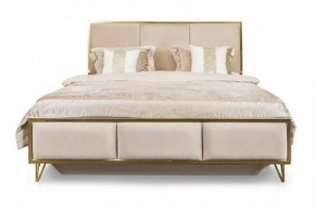 Кровать Lara 1600 с мягким изголовьем + основание (белый глянец) в Камышлове - kamyshlov.ok-mebel.com | фото 1