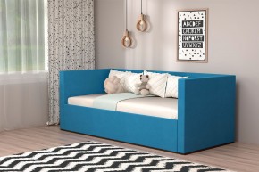 Кровать с ПМ (арт.030) (с/м 900*2000мм) (б/матр), ткань синяя в Камышлове - kamyshlov.ok-mebel.com | фото