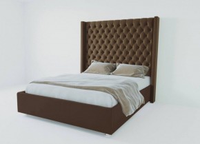 Кровать Версаль ЛЮКС с ПМ 1200 (экокожа коричневая) в Камышлове - kamyshlov.ok-mebel.com | фото
