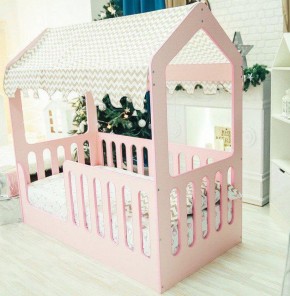 Кровать-домик без ящика 800*1600 (Розовый) в Камышлове - kamyshlov.ok-mebel.com | фото 1