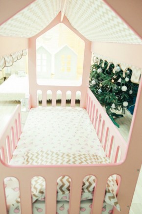 Кровать-домик без ящика 800*1600 (Розовый) в Камышлове - kamyshlov.ok-mebel.com | фото 3