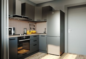 Кухня угловая Антрацит 2200х1000 (Стол. 38мм) в Камышлове - kamyshlov.ok-mebel.com | фото