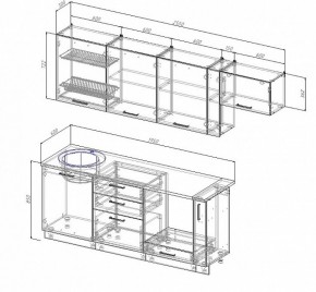 Кухонный гарнитур Антрацит 2550 (Стол. 26мм) в Камышлове - kamyshlov.ok-mebel.com | фото 2