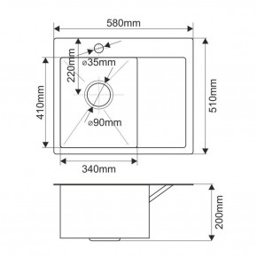 Мойка HD5851L MELANA ProfLine 3,0/200 САТИН врезная прямоугольная с коландером HD5851L в Камышлове - kamyshlov.ok-mebel.com | фото 2