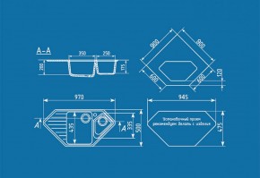 Мойка кухонная ULGRAN U-409 (970*500) в Камышлове - kamyshlov.ok-mebel.com | фото 2